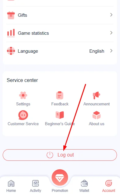 Click on log out button